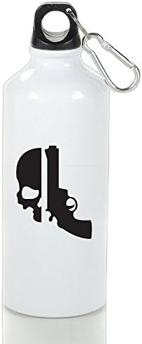 Gun Skull Aluminum Portable Hiking Outdoor Sport Water Bottle Leak Proof Cap