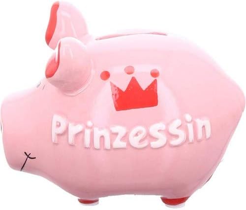 Piggy Bank - Princess - Small Pig 12.5 cm - flower, Gold,pink