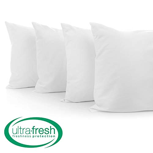 BioPEDIC 4-Pack Bed Pillows with Built-In Ultra-Fresh Anti-Odor Technology, Standard Size, White (Certified Refurbished)