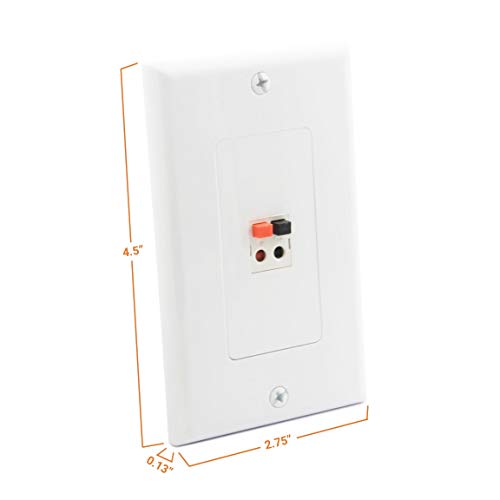 diyTech Premium Speaker Wall Plate Spring Loaded Speaker Wire Wall