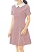 Allegra K Women's Contrast Doll Collar Short Sleeves Flare Dress S Pink