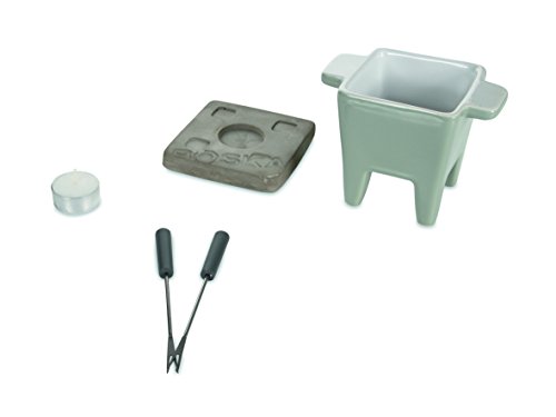 BOSKA Tea Light Tapas Fondue Set for Cheese or Chocolate, Life Collection, Grey
