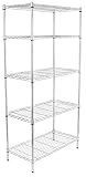 Internet's Best 5-Tier Wire Shelving | Chrome | Heavy Duty Shelf | Wide Adjustable Rack Unit | Kitchen Storage