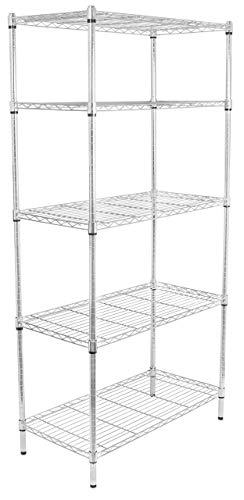 Internet's Best 5-Tier Wire Shelving | Chrome | Heavy Duty Shelf | Wide Adjustable Rack Unit | Kitchen Storage