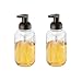 mDesign Round Plastic Refillable Foaming Soap Dispenser Pump Bottle for Bathroom Vanity Countertop - Vintage-Inspired, Compact Container Design - Twain Collection - 2 Pack - Clear/Bronze