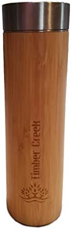 Bamboo Tumbler with Stainless Steel Tea Infuser & Strainer by Timber Creek | Insulated Double Wall Design for Travel | Leak Proof & BPA-Free | Eco Friendly Thermos
