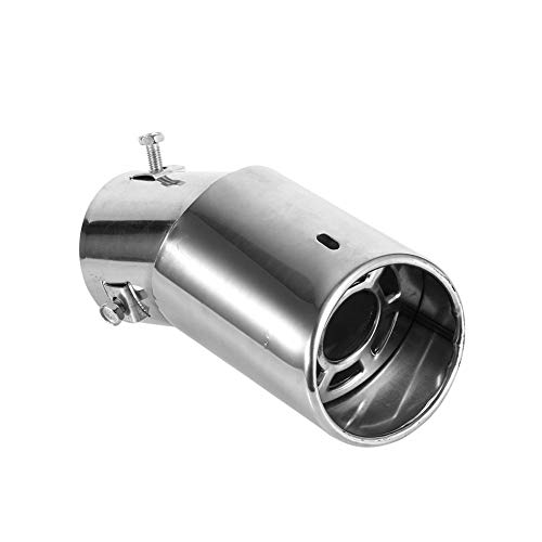 Cuque 1 Pcs Exhaust Muffler Tail Pipe Universal Rear Curved Round Chrome Stainless Steel Auto Tailpipe Pipe Tip for Diameter 38mm - 53mm Pipe Diameter 6.2cm / 2.4-Inch Total Length 13.8cm / 5.4-Inch