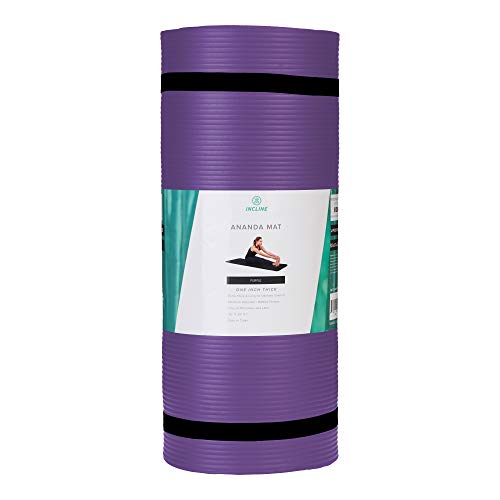 Incline Fit Exercise Mat Ananda 1" Extra Thick Exercise Mat with Strap - Non Slip Workout Mat for Yoga, Pilates, Stretching, Meditation, Floor & Fitness Exercises - Thumbnail 4