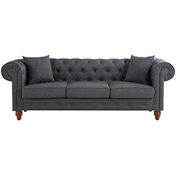 furniture sofa ashley roma arm button amazon chesterfield tufted divano linen scroll fabric grey dark classic box