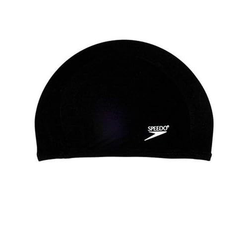 Speedo Lycra Solid Swim Cap, Fitness Swimming Cap, Black, Elastic Band