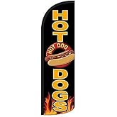 4 Less Co HOT DOGS Windless Swooper Flag Feather Banner Sign 3x11.5 ft Tall (Flag Only) kq