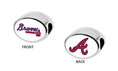 Atlanta Braves 2-Sided Bead Fits Most Bracelet Lines Including Pandora, Chamilia, Troll, Biagi, Zable, Kera, Personality, Reflections, Silverado and More Charm Bead Fits Pandora Style Bracelets