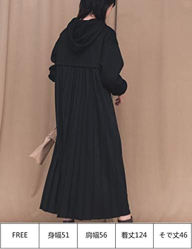 Amazon Co Jp バックプリーツ マキシワンピース 裏起毛 ワンピース レディース バックプリーツフーディーワンピース プリーツ プリーツワンピース ロングワンピース ロング丈 ワンピース 秋冬 切り替え 長袖 無地 カジュアル ブラック 服 ファッション小物