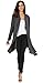 Womens Soft Casual Long Sleeve Draped Irregular Open Front Long Trench Winter Cardigan (S, Black)