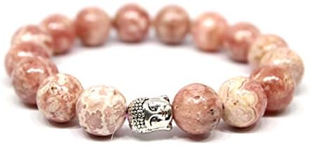 Talk To Crystals Pink Rhodochrosite 12 mm Bead Stone Round Shape Buddha Bracelet for Unisex (TTC_Bracelet 598)