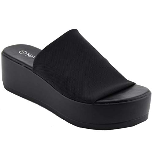 Nature-Breeze-Womens-Stretchy-Slip-On-Peep-Toe-Backless-Platform-Sandals