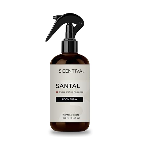 SCENTIVA Room Spray Santal 250 ml | Aromatizante Premium para Hogar y Telas | Fragancia Suiza Amaderada con Almizcle y Ámbar | Spray Ambiental para Sala, Recámara, Baño y Oficina (Santal)