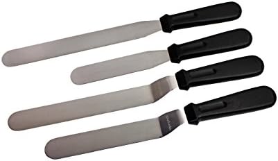 Professional 4-Piece Set of Offset & Straight Stainless Steel Icing Spatulas - Perfect for Decorating Cakes, Pastries, Cupcakes - 7.5" & 9.5" Offset Spatulas, 6" & 9.5" Straight by Baking Aids