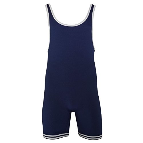 Matman 83 Adult Nylon Wrestling Singlet, Navy/White, X-Large