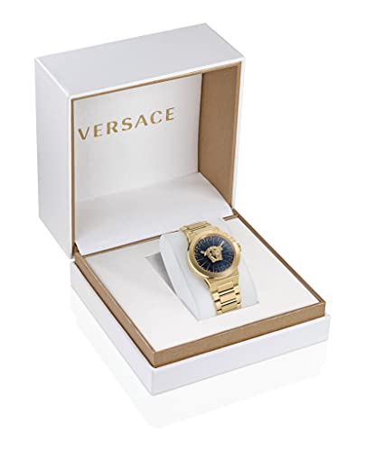 Versace Medusa Infinite Collection Luxury Womens Watch Timepieces with a Gold Bracelet Featuring a IP Yellow Gold Case and a Black Dial