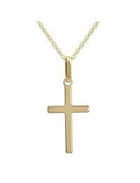 Collar con colgante de cruz de oro amarillo de 14 quilates, 18.0 in. Cadena.