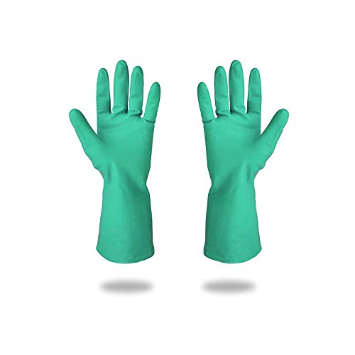 Gayisic Latex Gloves, Nitrile Cleaning Gloves Reusable, Household, Kitchen, Dishwashing Heavy Duty Gloves,Resistant to Oil, Acid, Alkali and Solvent (X-Large)