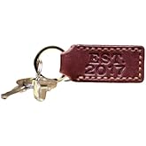 Leather Keychain Free Personalization | Keychain for Woman or Men | Leather Key Fob | 3rd Anniversary Gift | Personalized Leather Accessory (Burgundy)