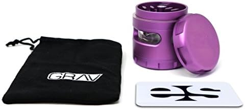 Grav Lab Designed Herbal Grinder - 2.5'' 4 Piece Purple with Metal Pollen Scoop and Clear ES Scoop Card