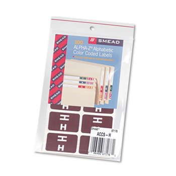 Smead AlphaZ ACCS Color-Coded Alphabetic Label H, Brown, 100 Labels per Pack (67178)