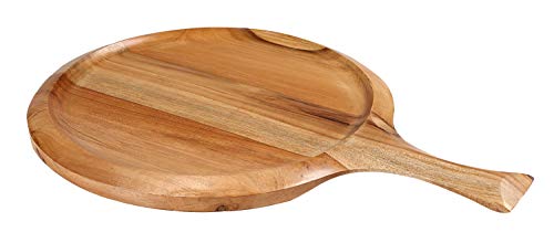 Wooden Pizza Peels, Heritage wood Pizza Peel, Wood Pizza Peel Round, Pizza Paddle Cutting Board with Handle for Homade Baking Pizza, Bread, Cutting Fruit, Vegetables, Cheese -Natural - 16"x11.5"