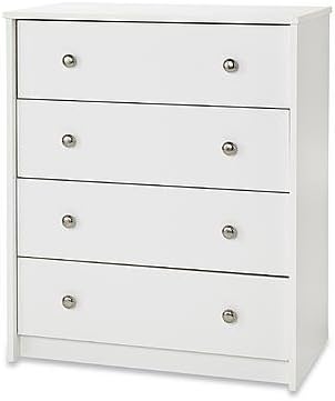 Essential Home Belmont 4 Drawer Dresser Chest - White