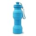 Asrisuk Sports Collapsible Water Bottle 27 oz, Folding BPA Free Silicone Water Bottle 800ml FDA SGS Test Pass for Traveling, Camping, Hiking, Walking, Running (Blue)