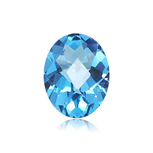 Mysticdrop 1.70-2.40 Cts of 9x7 mm AAA Oval Checker Board Loose Swiss Blue Topaz (1 pc) Gemstone