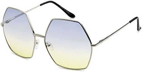 Eason Eyewear fashion designer Oversize Hexagon Metal frame Ocean colors lens Women Sunglasses