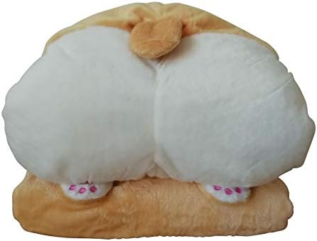 Superpark Multifunctional Toys Throw Pillow Blanket Set & Hand Warmer Cute Corgi Butt Neck Support Pillow,17''x17