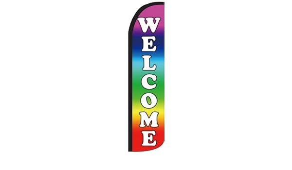 Amazon Com Welcome Rainbow Windless Swooper Tall Feather Banner