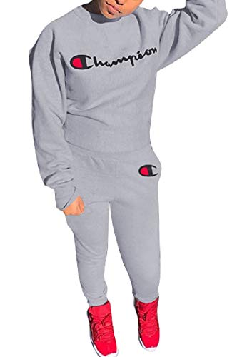 Women's Long Sleeve 2 Piece Outfits Letter Print Crop Top and Skinny Leggings Pants Jumpsuit Romper Set