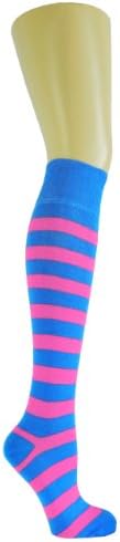 Chapiniยฎ,Ladies and Girls Antibacterial Knee High Fashion Stripey Socks UK 4-8