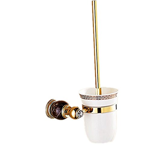 Auswind Antique Gold Toilet Brush Holder , Copper Wall Mount Stone Diamond (759218239633)