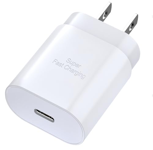 USB C Charging Block 25W PD Fast Charger Type C Wall Plug Adapter Quick Charge Compatible with Samsung Galaxy S24/S23/S22/S21/S20/Z Fold 3/4/5/Note20/iPhone 16/15 (White 1Pack)