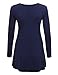 Lock and Love LL WT767 Womens Long Sleeve Scoop Neck Trapeze Tunic M Navy