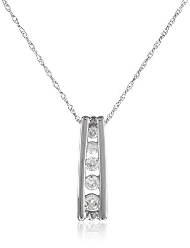 10k White Gold 5-Stone Diamond Pendant (1/4 cttw, H-I Color, I2-I3 Clarity), 18"
