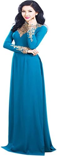 Udesignwecustomize Vietnamese Dress Ao Dai Embroidery Chiffon Blue