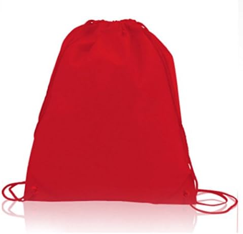 SmartBaggie Set of 8 Basic Drawstring Tote Cinch Sack Promotional Backpack Bag Cinchbag (RED, MEDIUM)