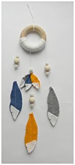 Dream catcher mobile Dream catcher wall hanging Small felt dream catcher Arrow Feather mobile Tribal boho nursery decor gray navy orange