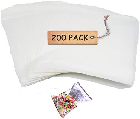 SCHOLMART 200 pcs Adhesive Treat Bags Crystal Clear - Self Sealing OPP Plastic Bags for Bakery Cookies Party Decorative Gift (1.0 mil) (6 x 8 inches)