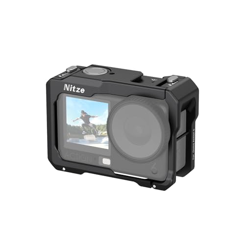 Nitze Action 6 Cage para dji Osmo Action 6, Jaula Metálica con Zapata Fría Integrada, Orificio de Fijación de 1/4" y Montura Magnética de Liberación Rápida - T-D07A