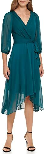 dkny green velvet dress Dkny Womens Velvet Midi Wrap Dress Green 2