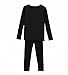 Cuddl Duds Girls Long Sleeve Crew Neck and Pant Thermal Set-Black, M (7-8)