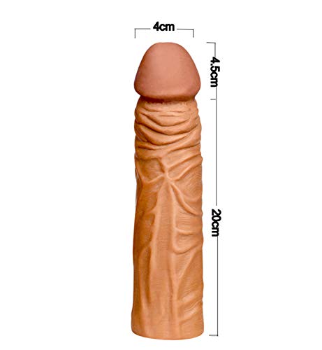 Preservativo-Allungato-Maschio-Allungabile-Preservativo-Realistico-Del-Pene-A-Bocca-Singola-Giocattolo-Di-Coppia-Contraccettiva-LEiaculazione-Ritardata-Puo-Essere-Riutilizzata20x45x4CM